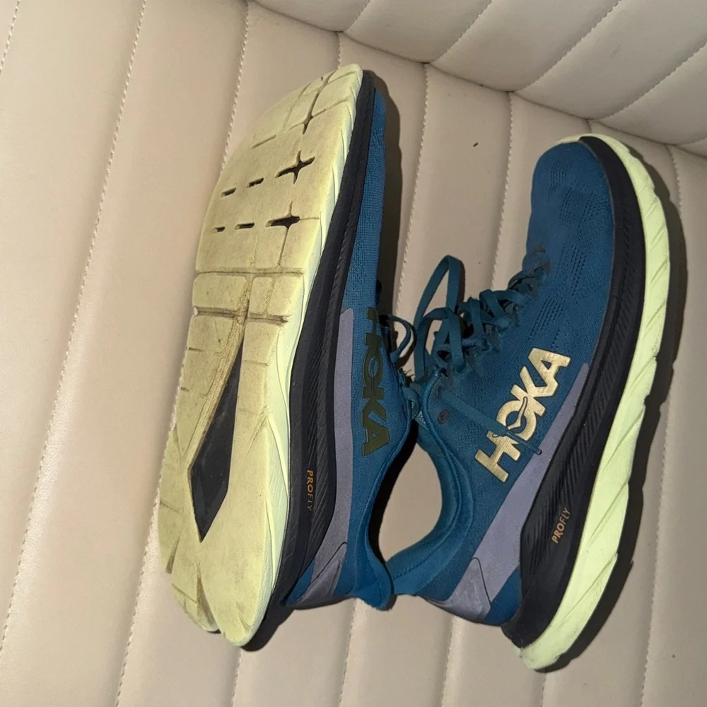 Hoka One One Mach 4 Running Shoes Blue Lime Athletic Sneakers Men’s 9.5D